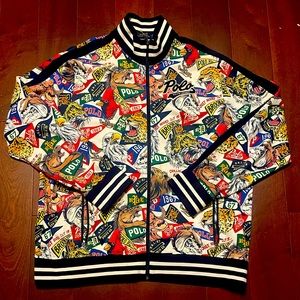 Polo All Over Print Pennant Varsity Track Jacket XXL